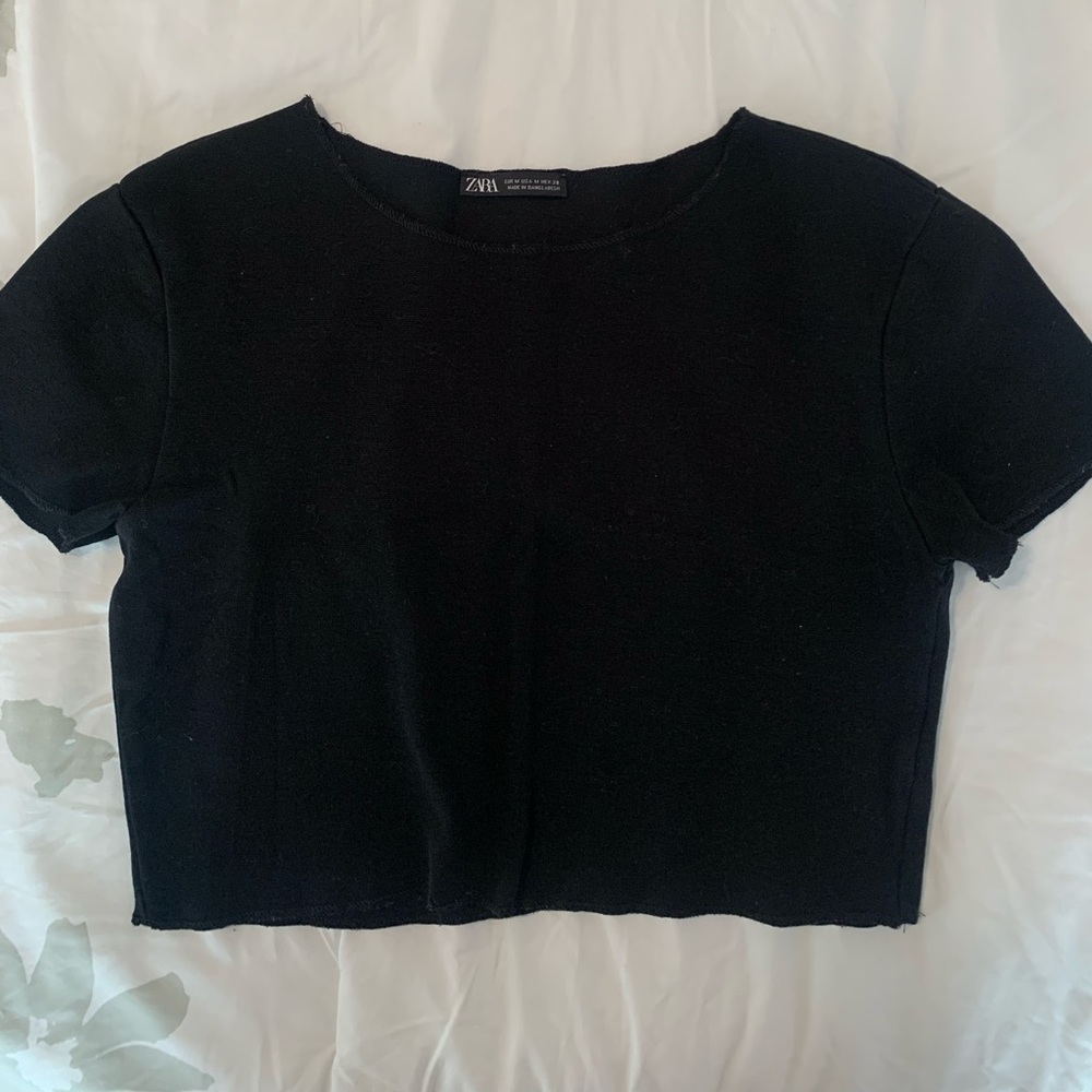 ZARA black short sleeve crop size medium